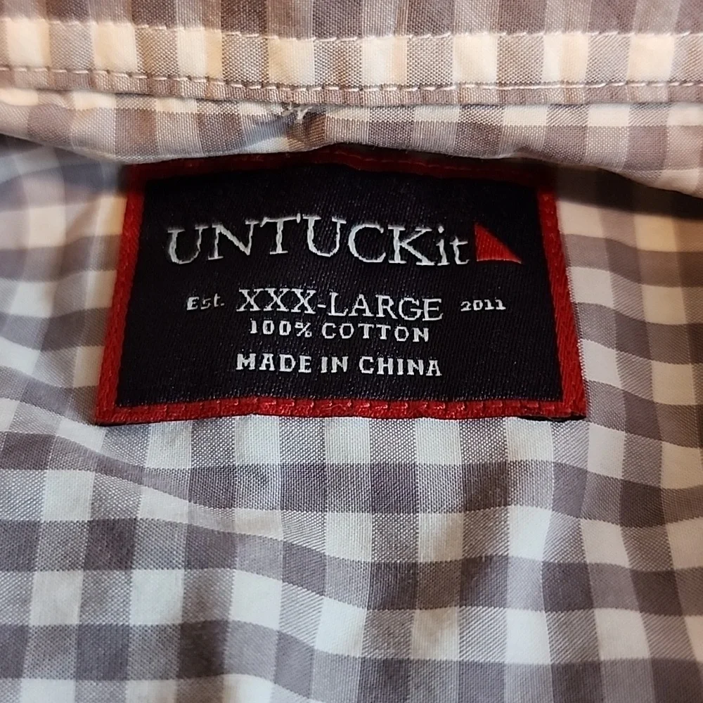 Untuckit 3X Large Gray And White Button Down LS Button Down Dress‎ Shirt